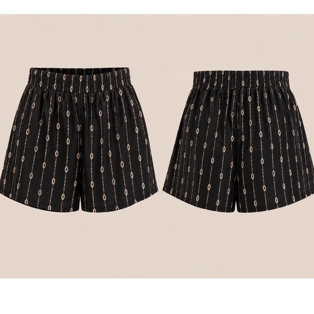 Marie Oliver Cleo Short Women 4 Molten Black Gold High Rise Flowy Silk Blend NWT